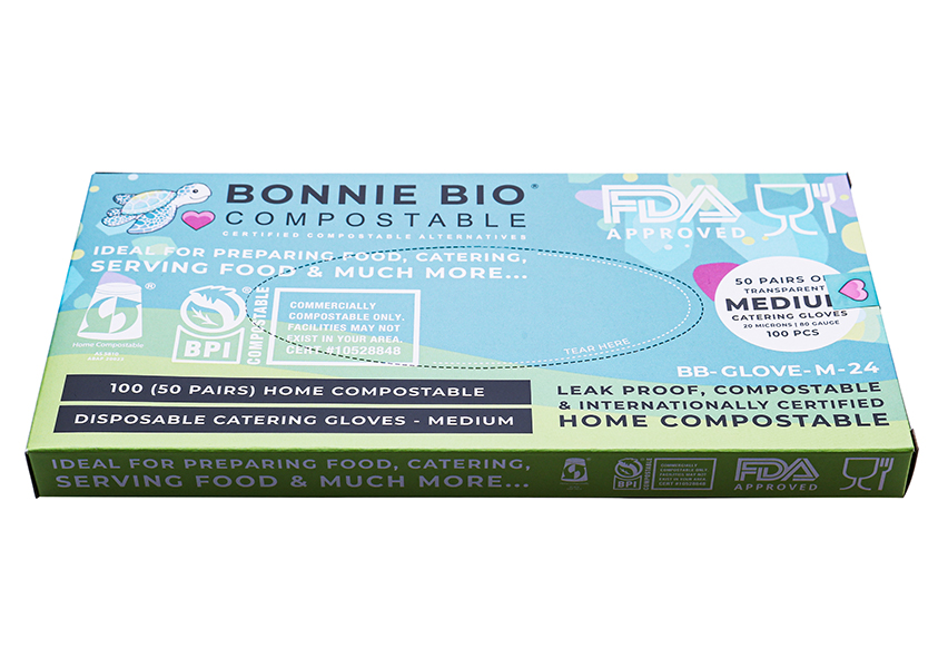 Medium Size Compostable Disposable Gloves – 100 Gloves Per Box (24 Boxes) 1200 Pairs - Image 3