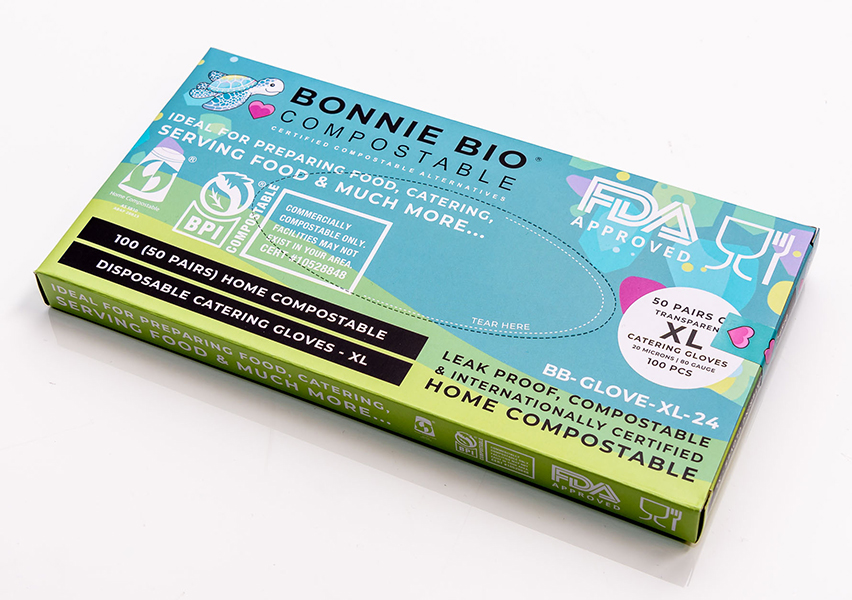 XL Size Compostable Disposable Gloves – Box of 100 Gloves – 50 Pairs - Image 2