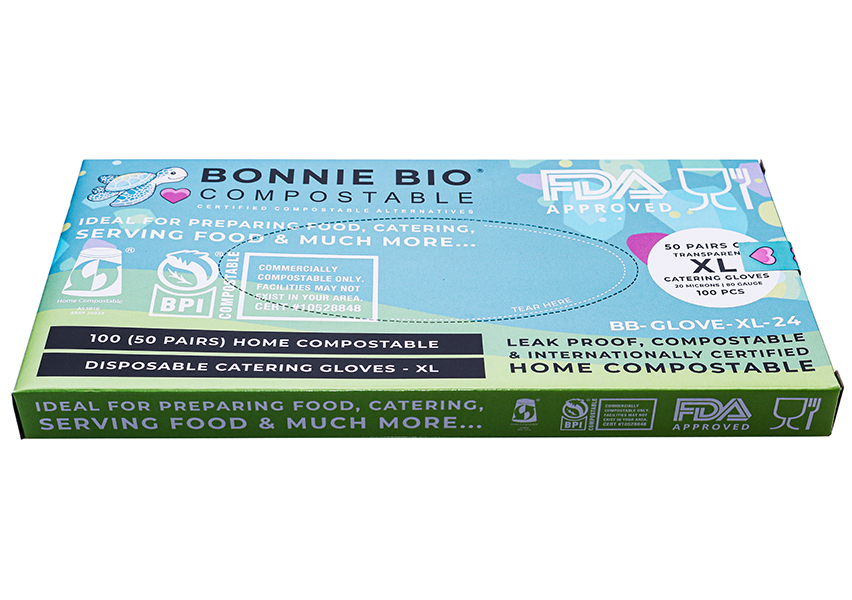 XL Size Compostable Disposable Gloves – Box of 100 Gloves – 50 Pairs - Image 3